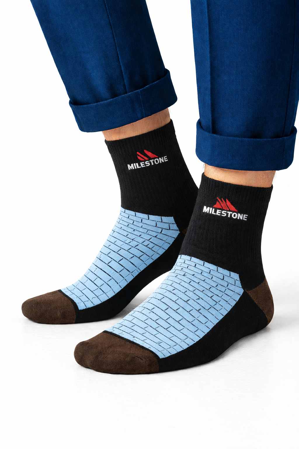 Milestone Signature Crew – Sky Blue | Premium Rich Cotton Socks in Pakistan