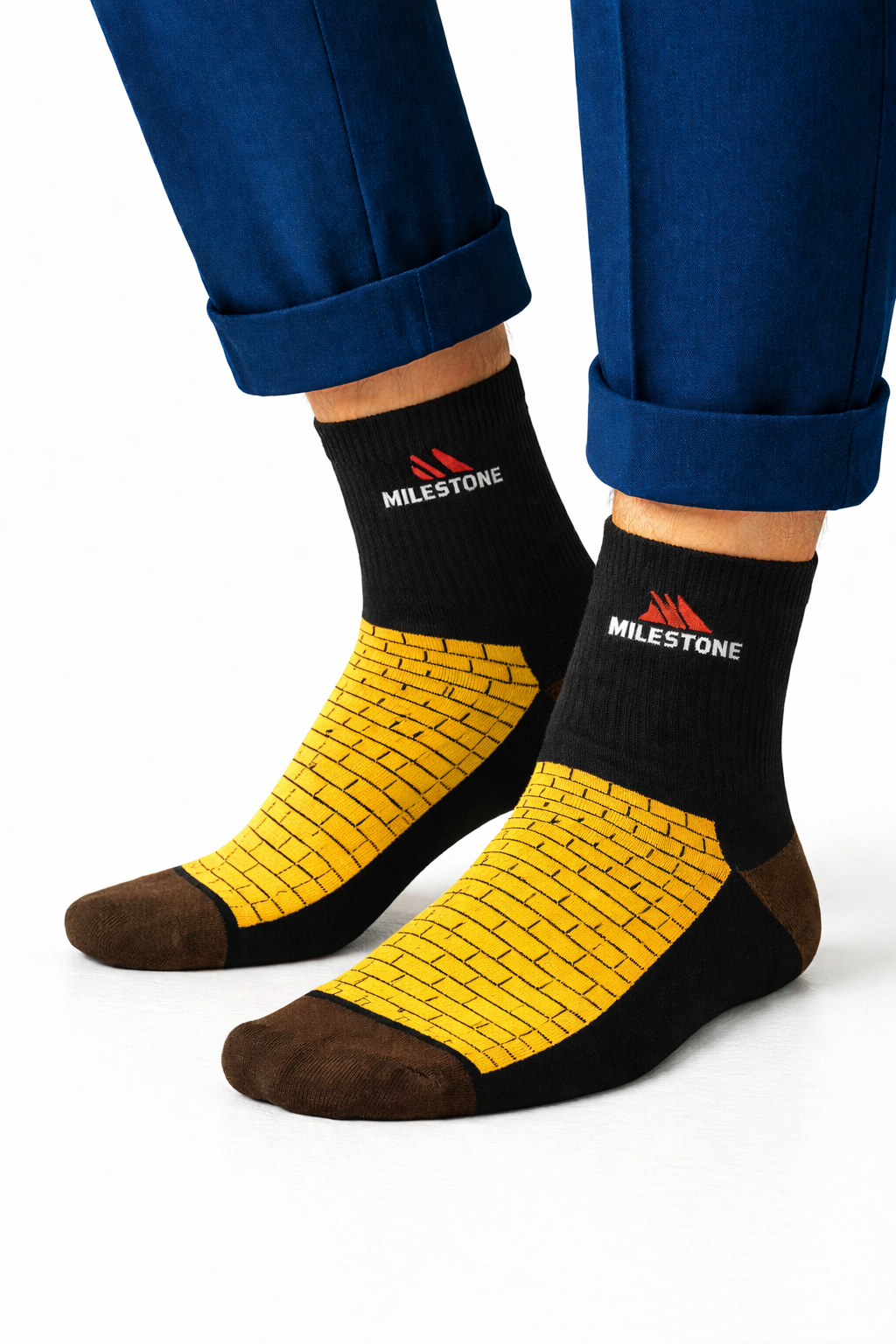 Milestone Signature Crew – Sun Yellow | Stylish Cotton Crew Socks Pakistan
